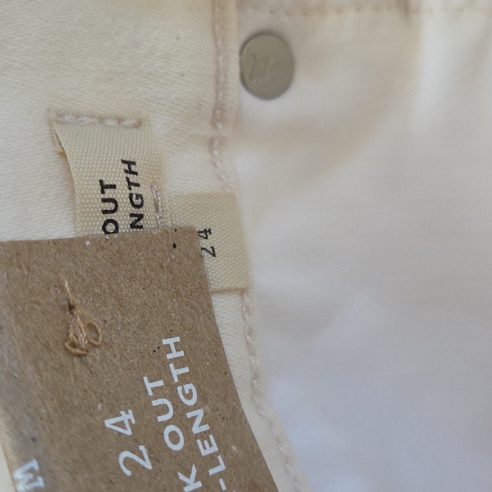 NWT Madewell Kick Out Full-Length Jeans White Vintage Canvas Size 24 - Picture 6 of 10